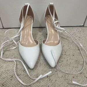 White Lace Up Heels
